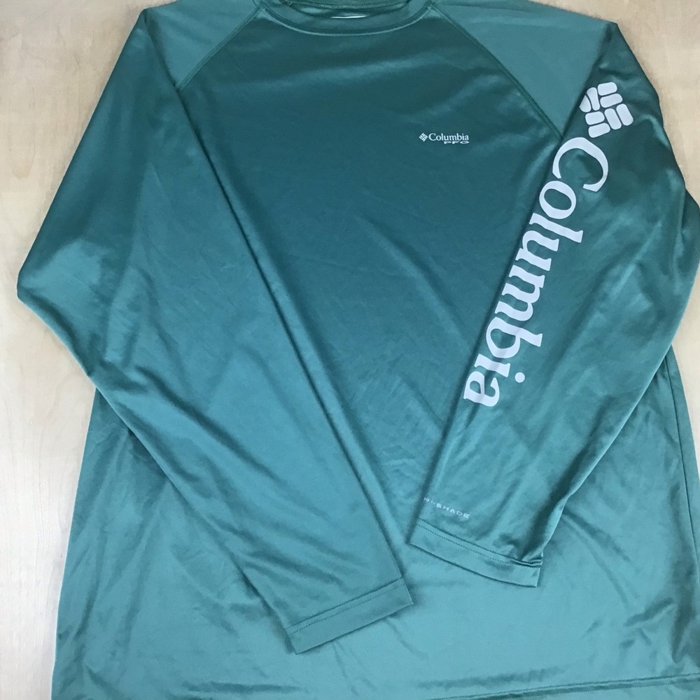 Columbia PFG Mens XL Terminal Tackle Long Sleeve Fishing T-Shirt UPF 50+ Teal